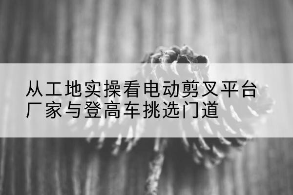 大庆电动剪叉升降平台厂家-从工地实操看电动剪叉平台厂家与登高车挑选门道